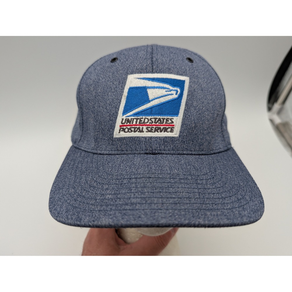 VTG USPS United States Postal Service Uniform Hat Blue Snapback Made in USA LG